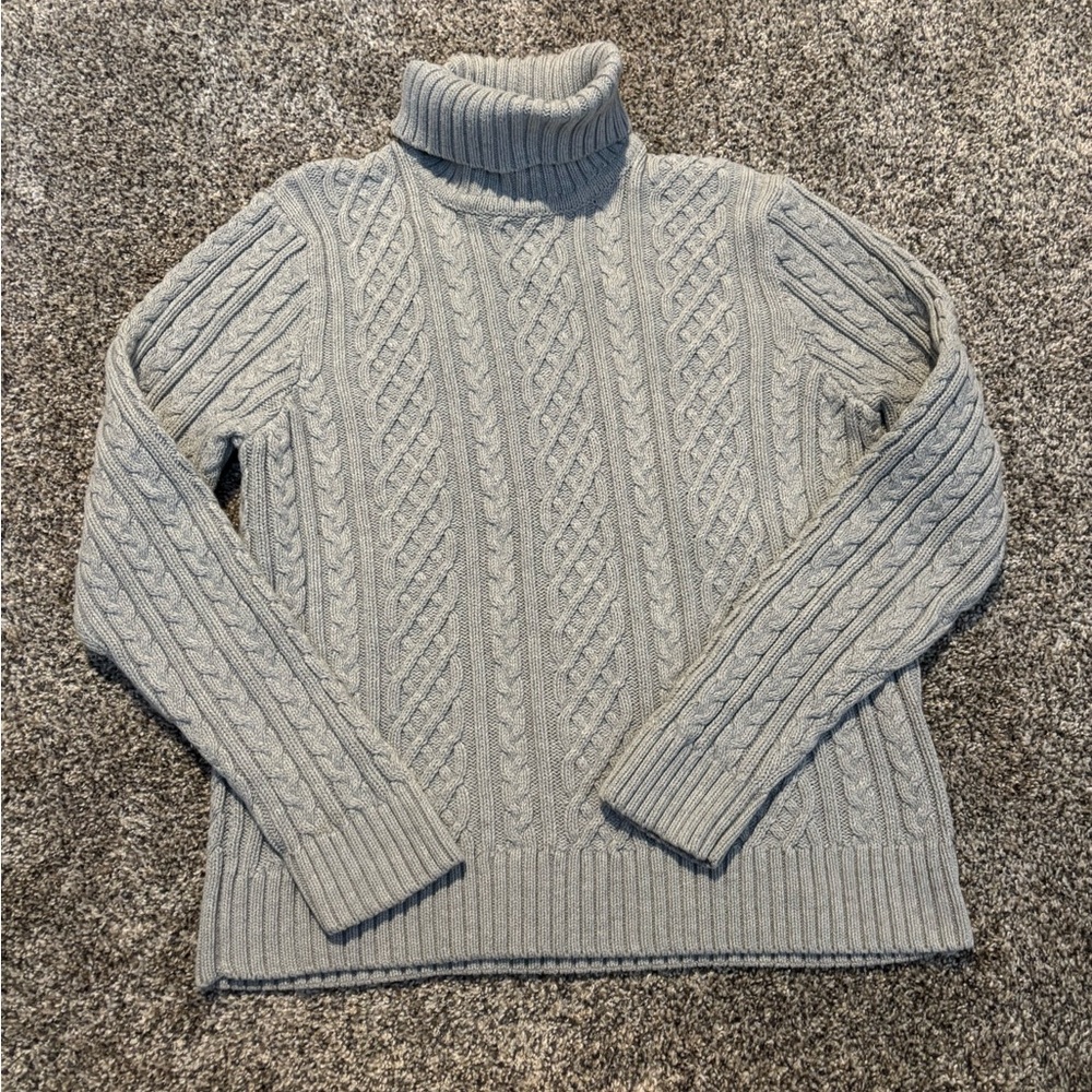 Willi Smith Light Gray Cable Knit Turtleneck Sweater